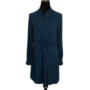 Lou & Grey SZ S Button Down Drawstring Long Sleeve Shirt Dress